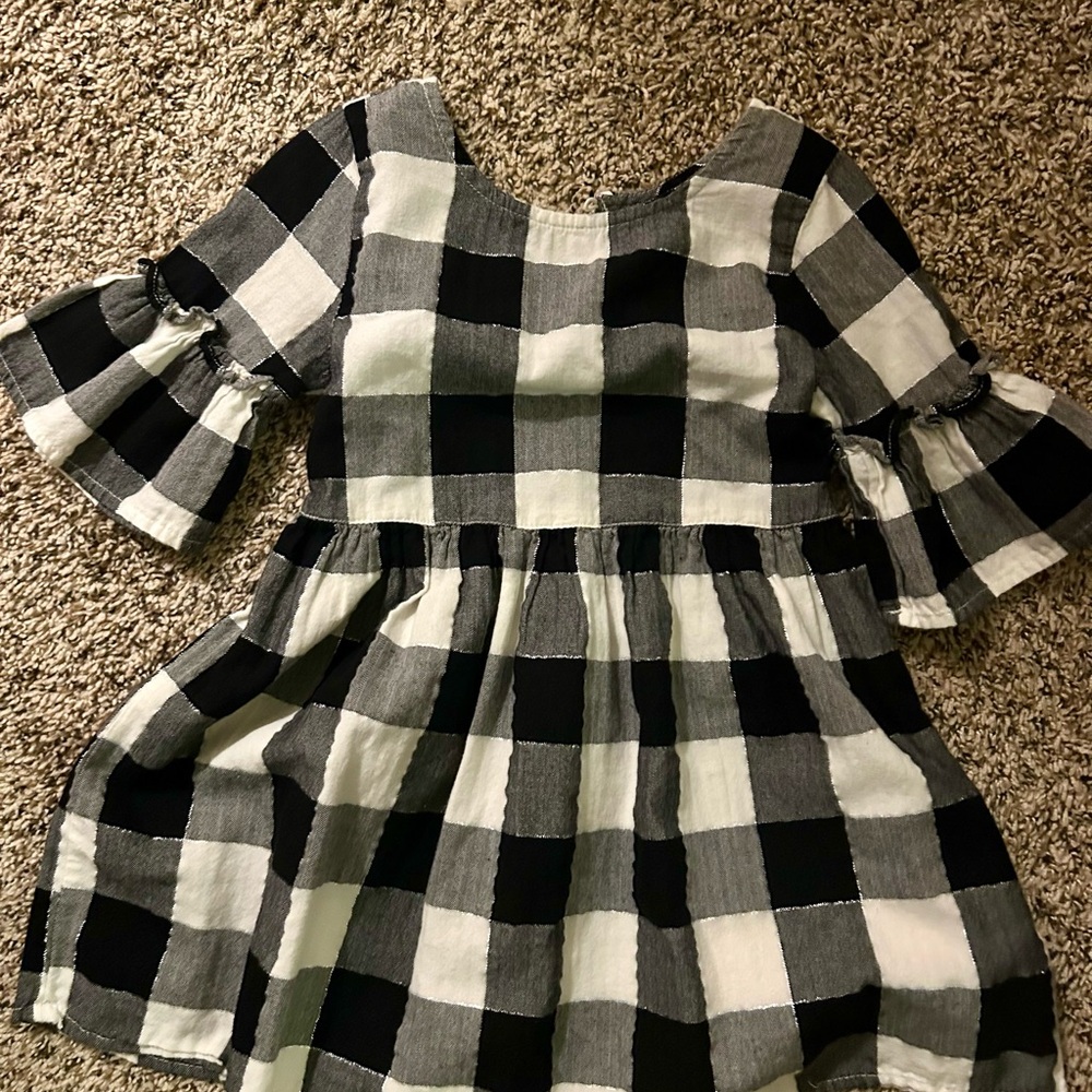 Okie Dokie Black and White Plaid Kids Dress